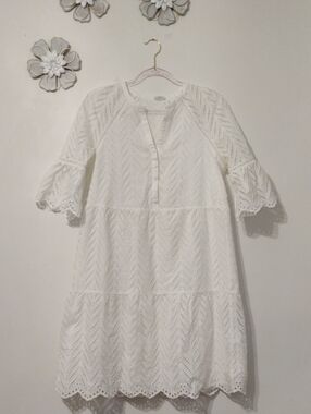 S.Oliver White Eyelet Lace Tiered Dress